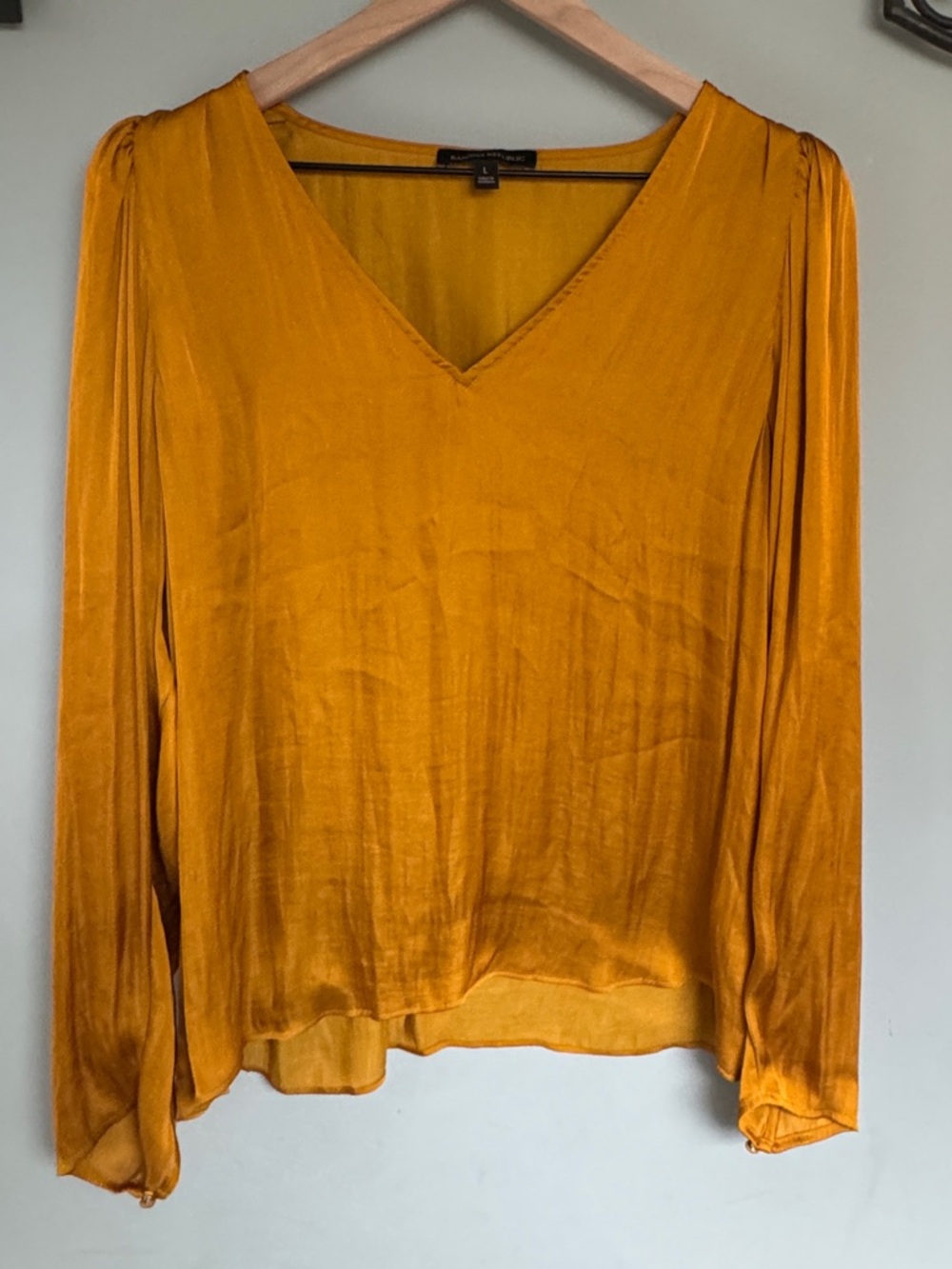 Banana Republic Women's Mustard V-Neck Long Sleeve Blouse